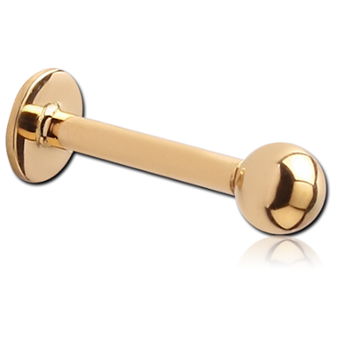 14K YELLOW GOLD BALL INTERNAL ATTACHMENT WITH GOLD PVD 18K COATED TITANIUM THREADED MICRO LABRET PIN