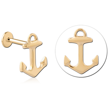 14K YELLOW GOLD ATTACHMENT WITH GOLD PVD COATED TITANIUM INTERNAL LABRET ANCHOR