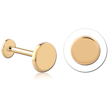14K YELLOW GOLD TOP WITH GOLD PVD TITANIUM INTERNAL LABRET FLAT DISC