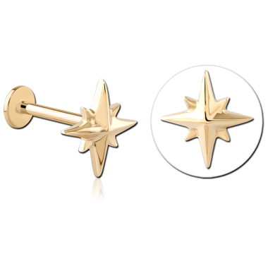 14K YELLOW GOLD TOP WITH GOLD PVD TITANIUM INTERNAL LABRET NORTH STAR