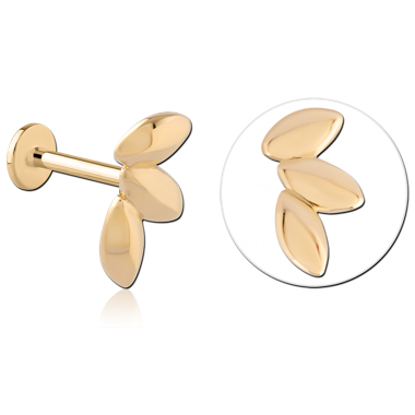 14K YELLOW GOLD TOP WITH GOLD PVD TITANIUM INTERNAL LABRET MARQUISE CLUSTER RIGHT