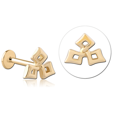 14K YELLOW GOLD TOP WITH GOLD PVD TITANIUM INTERNAL LABRET OPEN DIAMOND TRIO