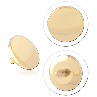 GOLD PVD 18K COATED TITANIUM DISC FOR 1.2MM INTERNALLY THREADED PINS