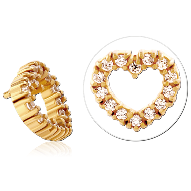 316L GOLD PVD COATED SURGICAL STEEL INTERNALLY THREADED JEWELED ATTACHMENT