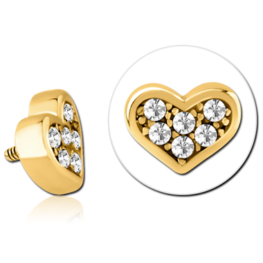 316L GOLD PVD COATED SURGICAL STEEL INTERNALLY THREADED JEWELED TOP