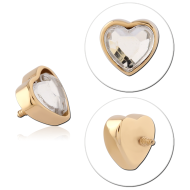 GOLD PVD COATED SURGICAL STEEL INTERNAL ATTACHMENT HEART GEM