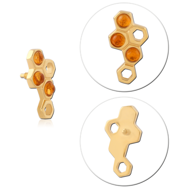 GOLD PVD COATED SURGICAL STEEL JEWELED MICRO ATTACHMENT FOR 1.2MM INTERNALLY THREADED PINS