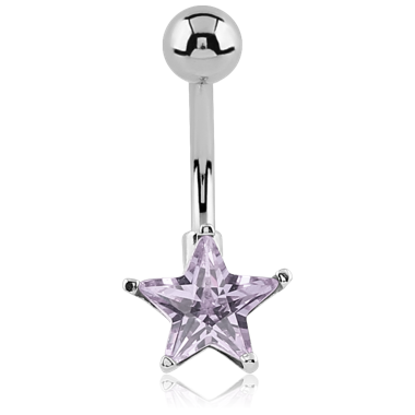 SURGICAL STEEL INTERNALLY THREADED PRONG SET STAR JEWELED NAVEL BANANA