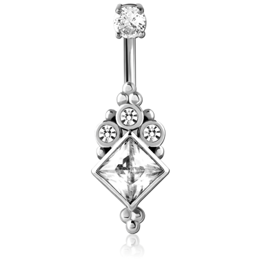 SURGICAL STEEL INTERNALLY THREADED DOUBLE JEWELED NAVEL BANANA