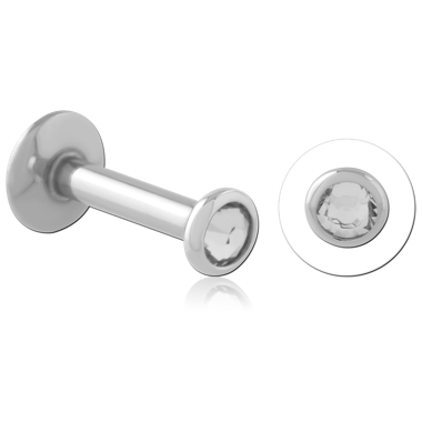 14K WHITE GOLD ATTACHMENT WITH SURGICAL STEEL INTERNALLY THREADED LABRET PIN