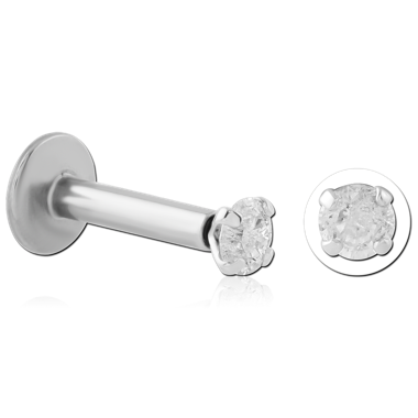 14K WHITE GOLD INTERNALLY THREADED ATTACHMENT ROUND PRONG SET GEM TOP