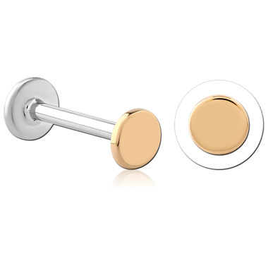 14K GOLD ATTACHMENT WITH SURGICAL STEEL INTERNALLY THREADED MICRO LABRET PIN