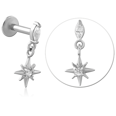 SURGICAL STEEL INTERNALLY THREADED JEWELED MICRO LABRET