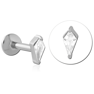 316L SURGICAL STEEL INTERNAL LABRET PRONG SET KITE GEM TOP