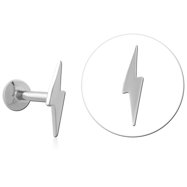 SURGICAL STEEL INTERNAL LABRET LIGHTNING BOLT FLAT BACK TOP DESIGN