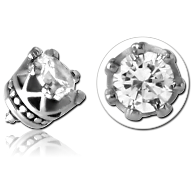 316L SURGICAL STEEL JEWELED MICRO ATTACHMENT FOR 1.2MM INTERNALLY THREADED PINS - CROWN