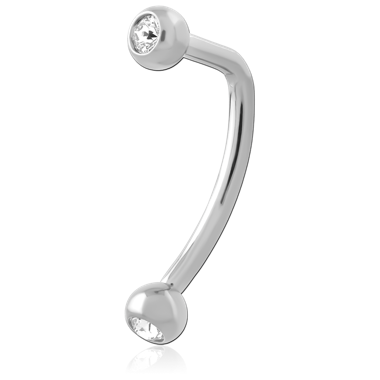 TITANIUM INTERNALLY THREADED J-BAR JEWELED NAVEL BANANA