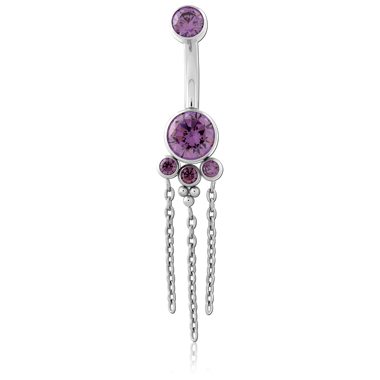 TITANIUM INTERNALLY THREADED PREMIUM CRYSTAL JEWELED NAVEL BANANA