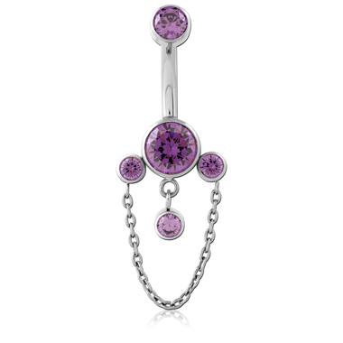 TITANIUM INTERNALLY THREADED JEWELED NAVEL BANANA