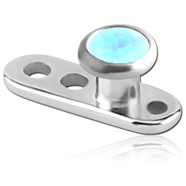 TITANIUM INTERNALLY THREADED DERMAL ANCHOR WITH SYNTHETIC OPAL JEWELED DISC