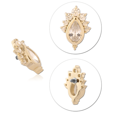 14K GOLD JEWELED ATTACHMENT FOR 1.2MM WITH TITANIUM INTERNALLY THREADED