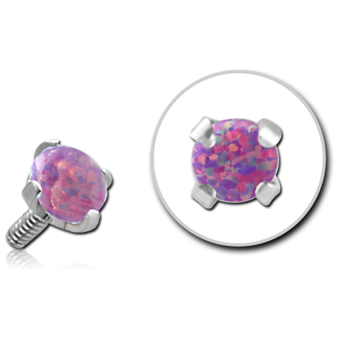 TITANIUM PRONG SET SYNTHETIC OPAL FOR 1.2MM INTERNALLY THREADED PINS - ROUND