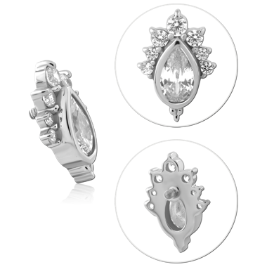 14K WHITE JEWELED ATTACHMENT FOR 1.2MM WITH TITANIUM INTERNALLY THREADED