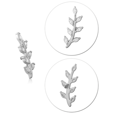 14K WHITE GOLD INTERNAL THREADED ATTACHMENT LEAF VINE MARQUISE GEM CLUSTER