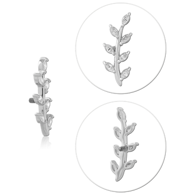 14K WHITE GOLD JEWELED ATTACHMENT FOR 1.2MM WITH TITANIUM INTERNALLY THREADED