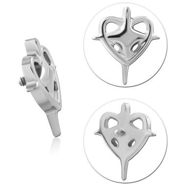 TITANIUM GRADE 23 INTERNAL THREADED ATTACHMENT SPIKED OPEN HEART CUTOUT TOP