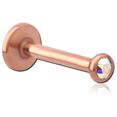 STERILE ROSE GOLD PVD COATED SURGICAL STEEL INTERNALLY THREADED PREMIUM CRYSTAL JEWELED MICRO LABRET