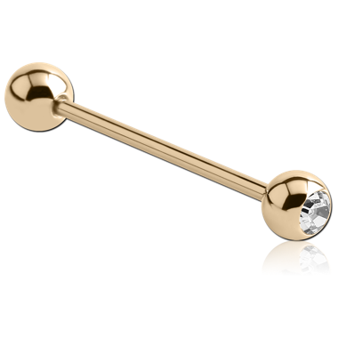 18K GOLD JEWELED BARBELL
