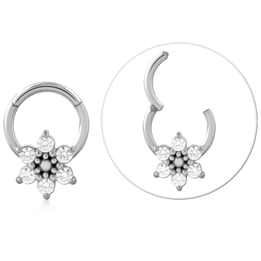 SURGICAL STEEL ROUND JEWELED HINGED SEGMENT RING