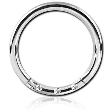 SURGICAL STEEL ROUND JEWELED HINGED SEGMENT RING