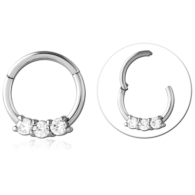 SURGICAL STEEL ROUND JEWELED HINGED SEGMENT RING