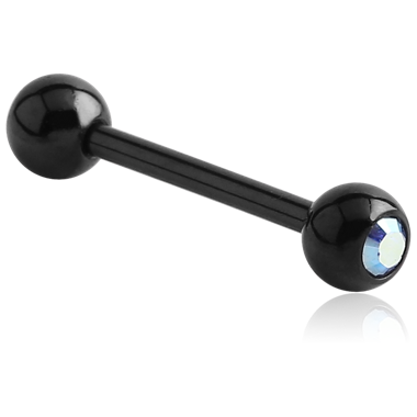 BLACK PVD COATED SURGICAL STEEL PREMIUM CRYSTAL JEWELED BARBELL