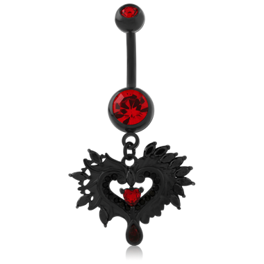 BLACK PVD COATED SURGICAL STEEL NAVEL BANANA WITH CHARM