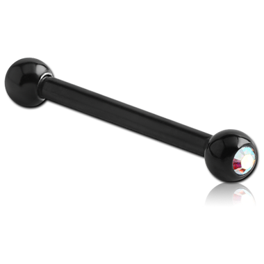 BLACK PVD COATED SURGICAL STEEL DOUBLE JEWELED MICRO BARBELL