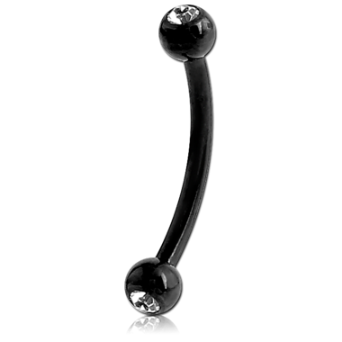 BLACK PVD COATED SURGICAL STEEL DOUBLE JEWELED CURVED MICRO BARBELL