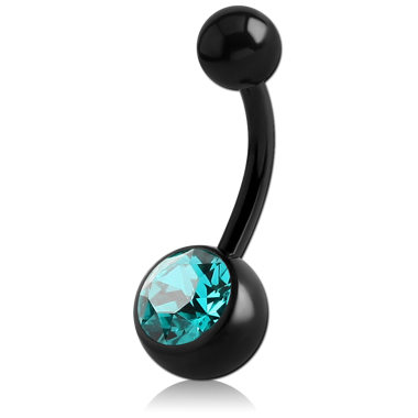 BLACK PVD COATED TITANIUM OPTIMA CRYSTAL JEWELED NAVEL BANANA