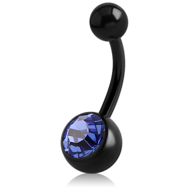 BLACK PVD COATED TITANIUM OPTIMA CRYSTAL JEWELED NAVEL BANANA