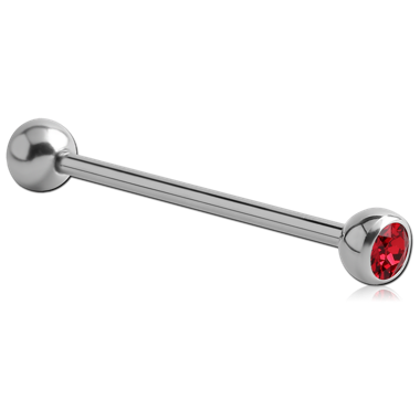 SURGICAL STEEL FLAT STONE DOUBLE JEWELED BARBELL