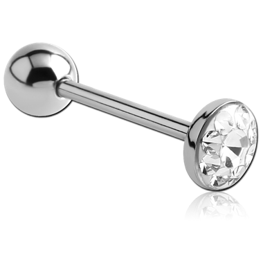 SURGICAL STEEL VALUE CRYSTALINE JEWELED FLAT BARBELL