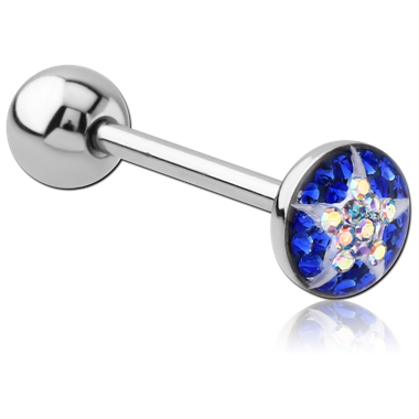 SURGICAL STEEL VALUE CRYSTALINE STAR JEWELED FLAT BARBELL