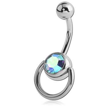 SURGICAL STEEL JEWELED SLAVE NAVEL BANANA