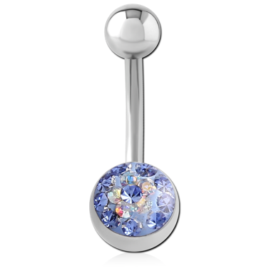 SURGICAL STEEL VALUE CRYSTALINE FLOWER JEWELED NAVEL BANANA