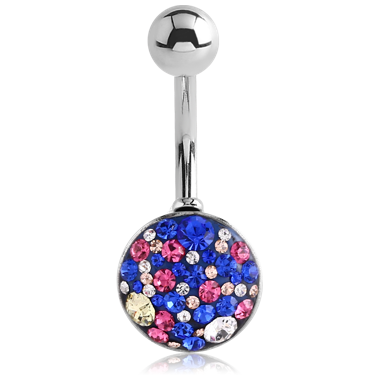 SURGICAL STEEL CUP CRYSTALINE JEWELED JEWELED NAVEL BANANA