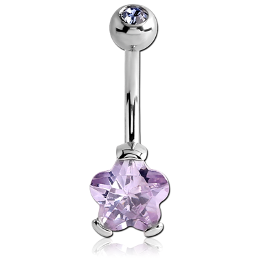 SURGICAL STEEL FLOWER 8MM CZ DOUBLE JEWELED BANANA