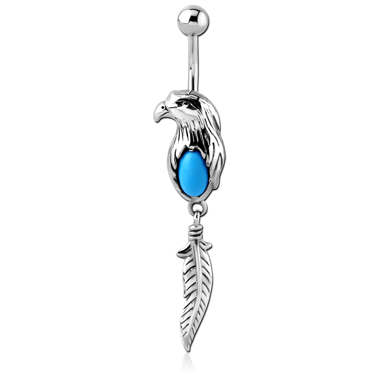 SURGICAL STEEL EAGLE JEWELED NAVEL BANANA