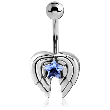 SURGICAL STEEL STAR WITH WINGS JEWELED NAVEL BANANA